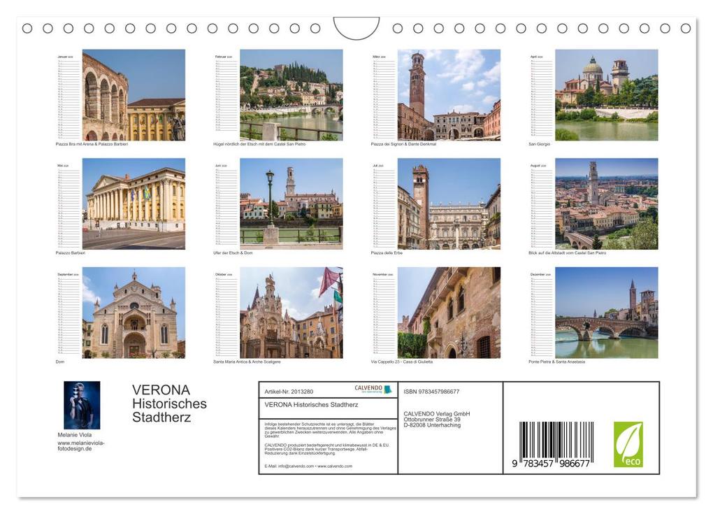 Weitere Ansicht: VERONA Historisches Stadtherz (Wandkalender 2026 DIN A4 quer), CALVENDO Monatskalender | Calvendo, Melanie Viola