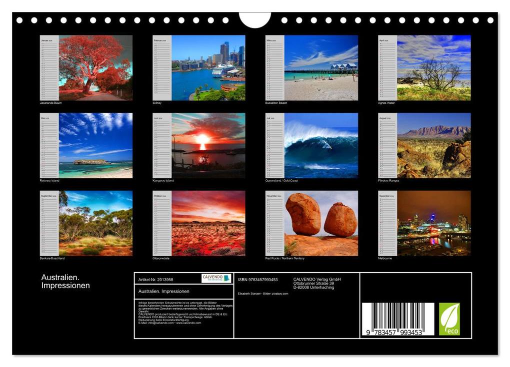 Weitere Ansicht: Australien. Impressionen (Wandkalender 2026 DIN A4 quer), CALVENDO Monatskalender | Calvendo, Elisabeth Stanzer