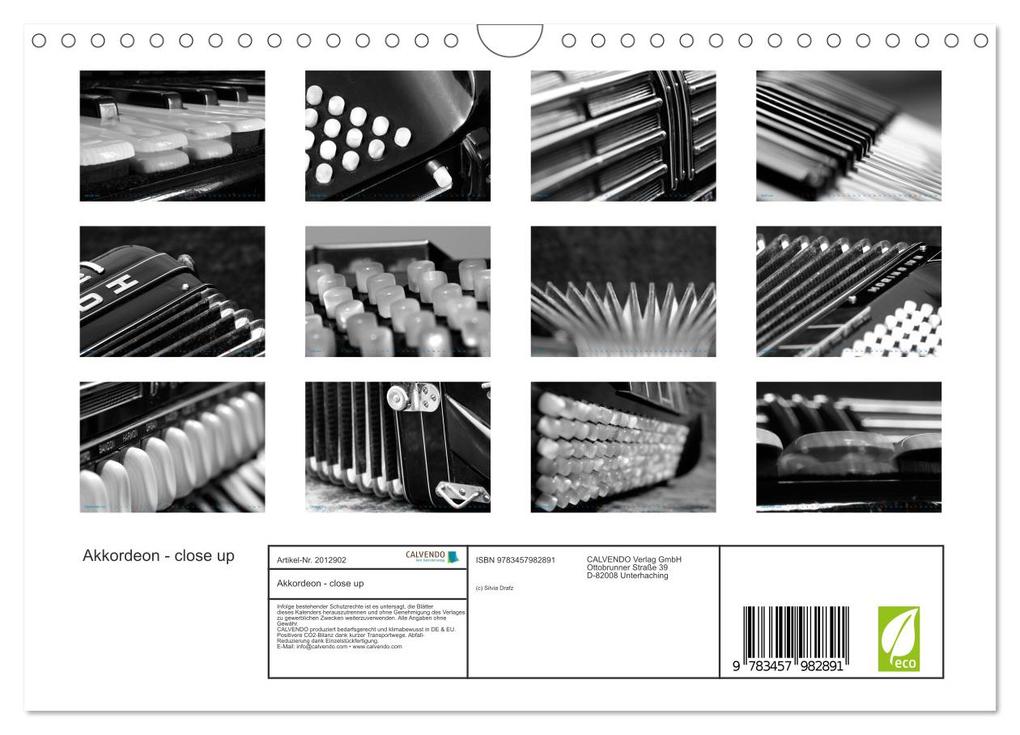 Weitere Ansicht: Akkordeon - close up (Wandkalender 2026 DIN A4 quer), CALVENDO Monatskalender | Calvendo, Silvia Drafz