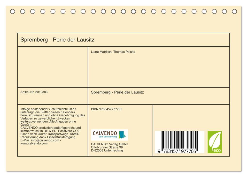 Weitere Ansicht: Spremberg - Perle der Lausitz (Tischkalender 2026 DIN A5 quer), CALVENDO Monatskalender | Calvendo, LianeM, LianeM LianeM