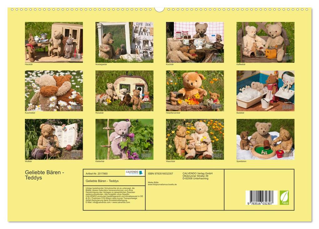Weitere Ansicht: Geliebte Bären - Teddys (hochwertiger Premium Wandkalender 2026 DIN A2 quer), Kunstdruck in Hochglanz | Meike Bölts, Calvendo