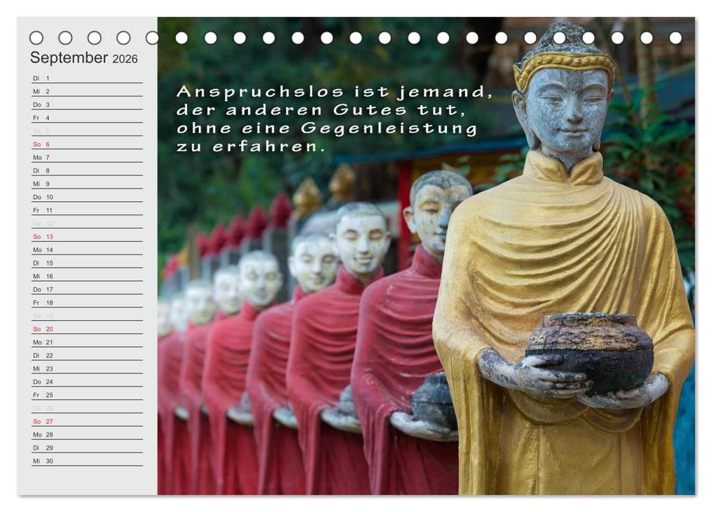 Weitere Ansicht: BUDDHA Buddhistische Weisheiten (Tischkalender 2026 DIN A5 quer), CALVENDO Monatskalender | BuddhaART BuddhaART, Calvendo, BuddhaART