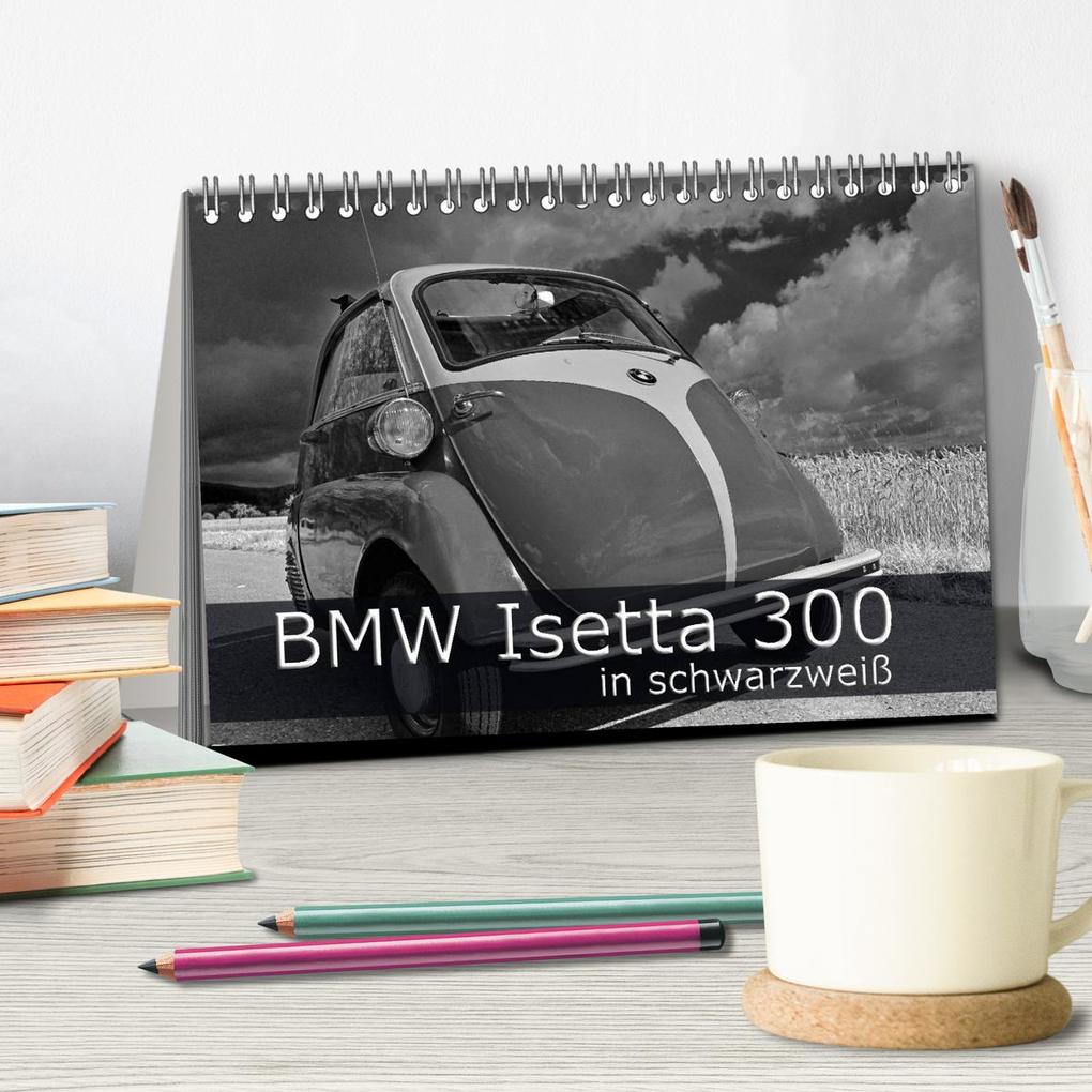 Weitere Ansicht: BMW Isetta 300 in schwarzweiß (Tischkalender 2026 DIN A5 quer), CALVENDO Monatskalender | Ingo Laue, Calvendo