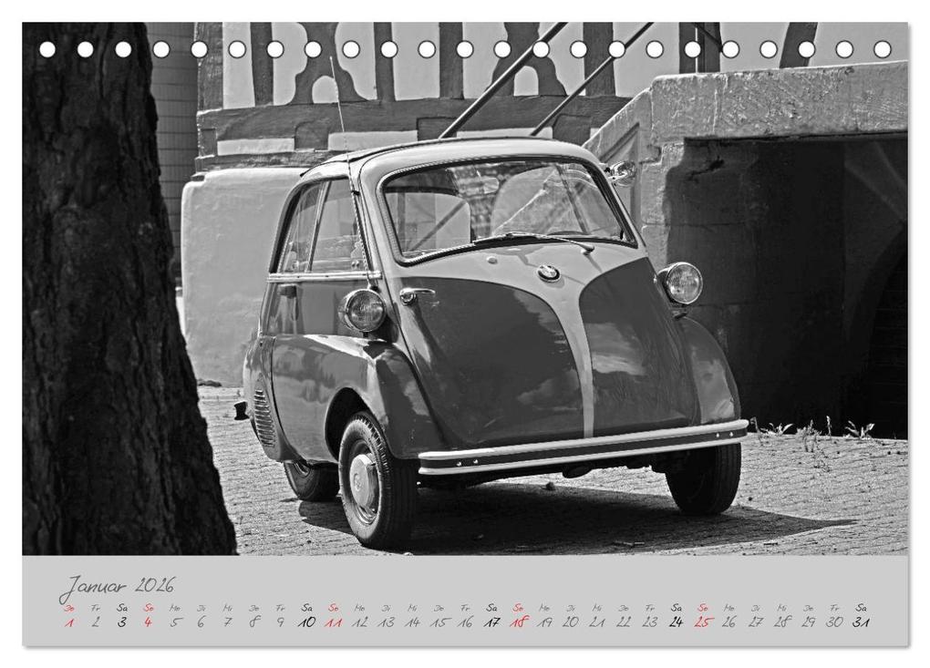 Weitere Ansicht: BMW Isetta 300 in schwarzweiß (Tischkalender 2026 DIN A5 quer), CALVENDO Monatskalender | Ingo Laue, Calvendo