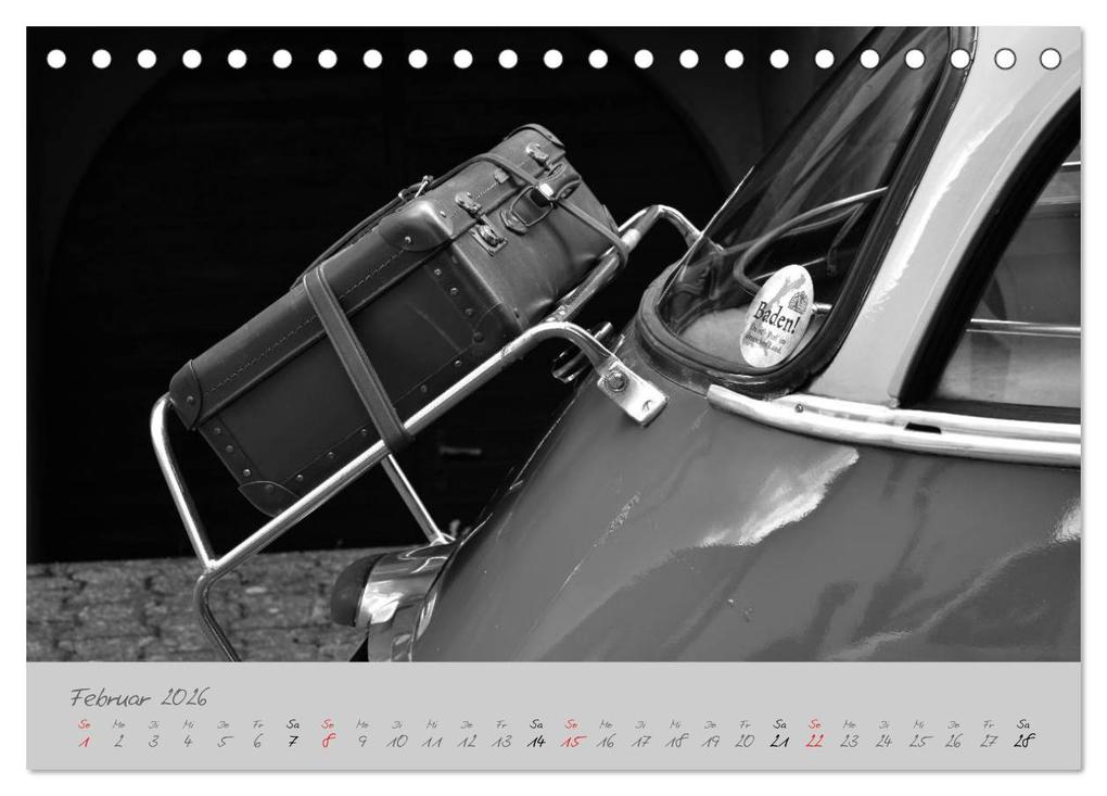 Weitere Ansicht: BMW Isetta 300 in schwarzweiß (Tischkalender 2026 DIN A5 quer), CALVENDO Monatskalender | Ingo Laue, Calvendo