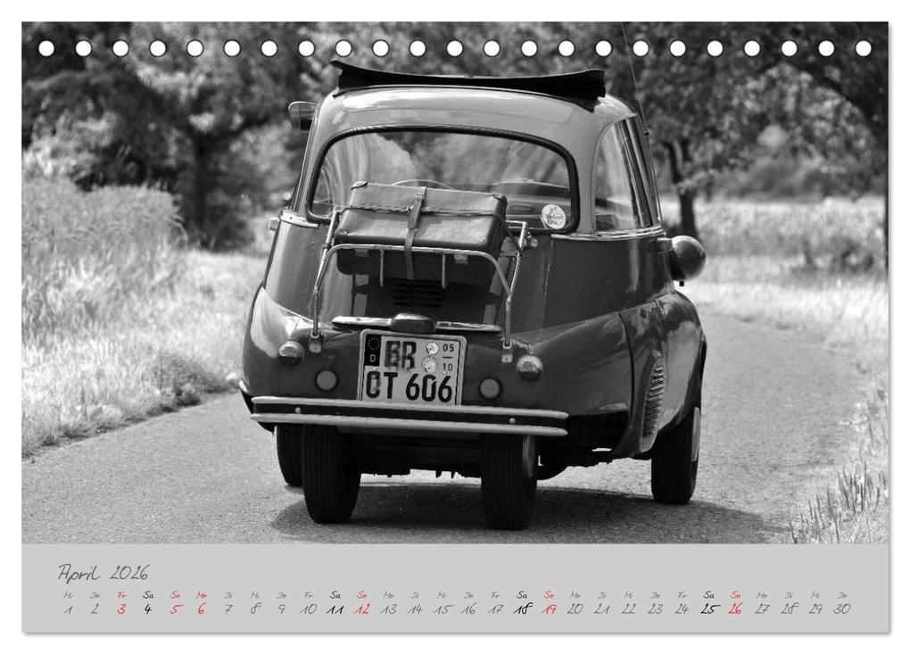 Weitere Ansicht: BMW Isetta 300 in schwarzweiß (Tischkalender 2026 DIN A5 quer), CALVENDO Monatskalender | Ingo Laue, Calvendo