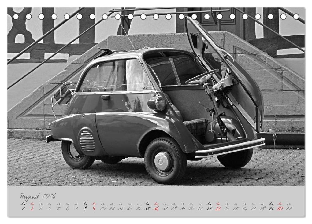 Weitere Ansicht: BMW Isetta 300 in schwarzweiß (Tischkalender 2026 DIN A5 quer), CALVENDO Monatskalender | Ingo Laue, Calvendo