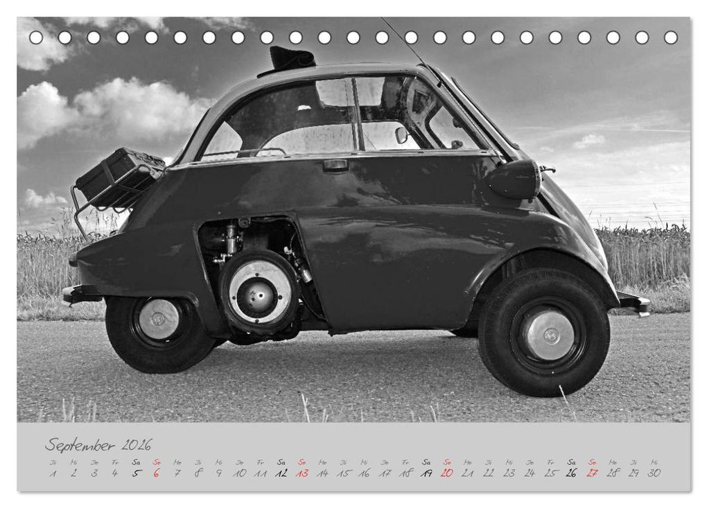 Weitere Ansicht: BMW Isetta 300 in schwarzweiß (Tischkalender 2026 DIN A5 quer), CALVENDO Monatskalender | Ingo Laue, Calvendo