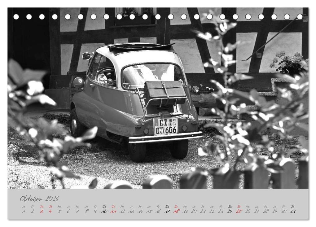 Weitere Ansicht: BMW Isetta 300 in schwarzweiß (Tischkalender 2026 DIN A5 quer), CALVENDO Monatskalender | Ingo Laue, Calvendo