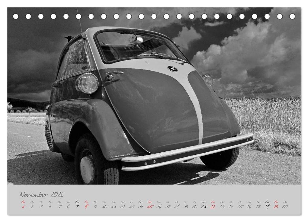 Weitere Ansicht: BMW Isetta 300 in schwarzweiß (Tischkalender 2026 DIN A5 quer), CALVENDO Monatskalender | Ingo Laue, Calvendo