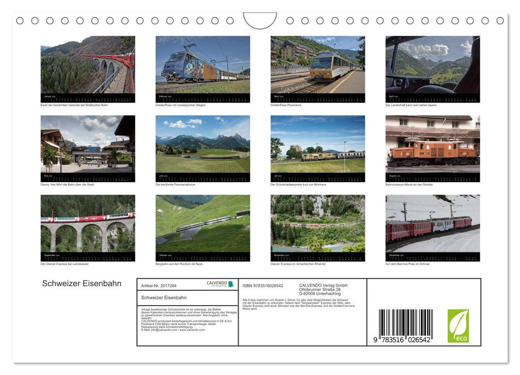 Weitere Ansicht: Schweizer Eisenbahn (Wandkalender 2026 DIN A4 quer), CALVENDO Monatskalender | Rudolf J. Strutz, Calvendo