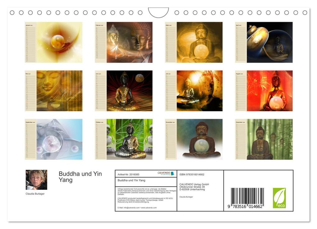 Weitere Ansicht: Buddha und Yin Yang (Wandkalender 2026 DIN A4 quer), CALVENDO Monatskalender | Claudia Burlager, Calvendo
