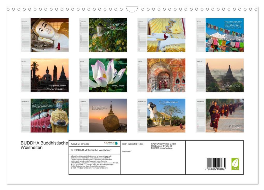 Weitere Ansicht: BUDDHA Buddhistische Weisheiten (Wandkalender 2026 DIN A3 quer), CALVENDO Monatskalender | BuddhaART BuddhaART, Calvendo, BuddhaART