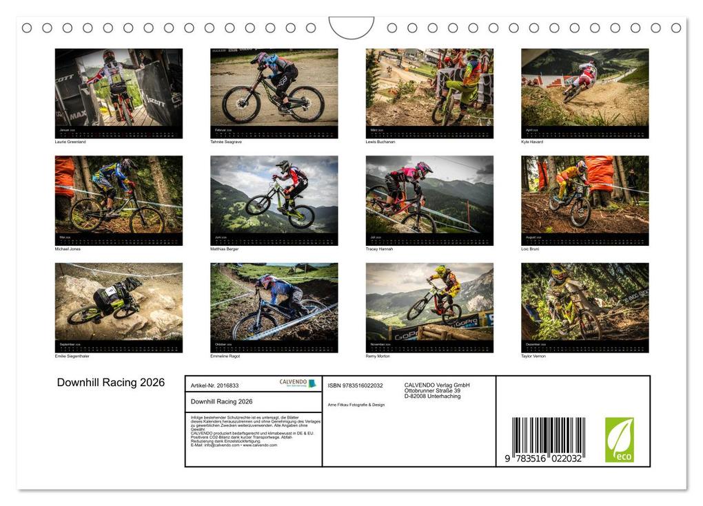 Weitere Ansicht: Downhill Racing 2026 (Wandkalender 2026 DIN A4 quer), CALVENDO Monatskalender | Arne Fitkau, Calvendo