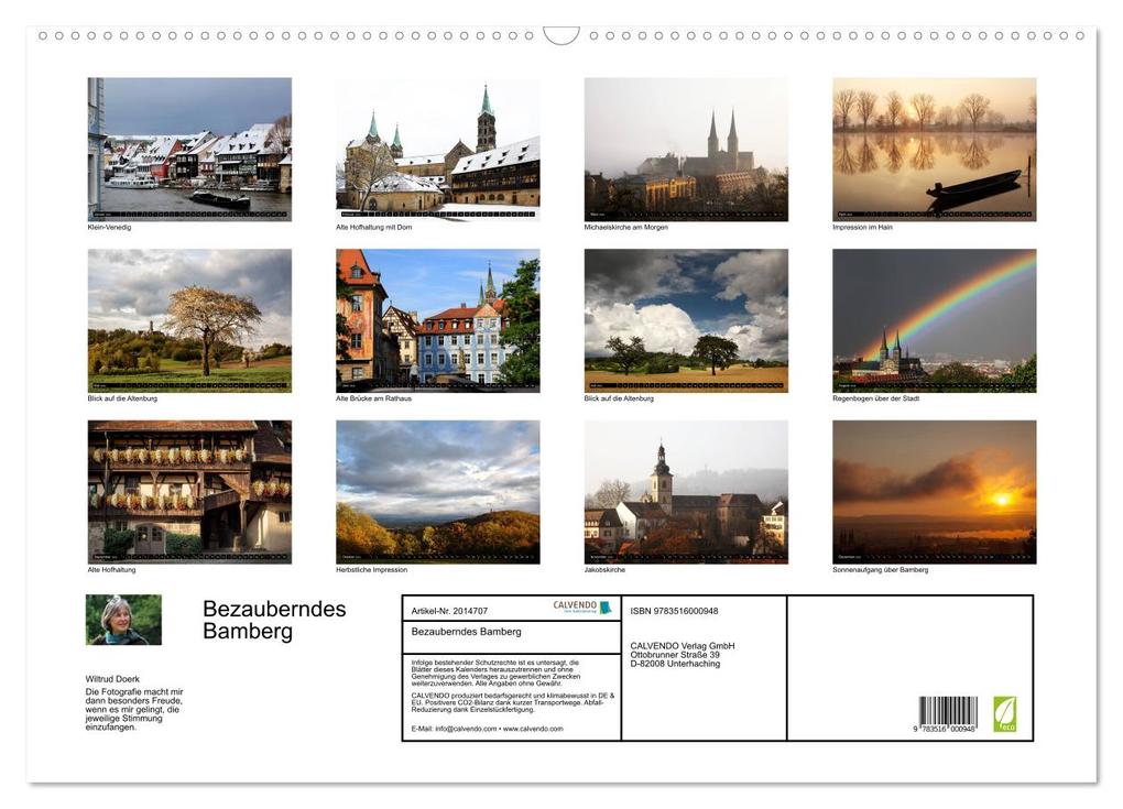 Weitere Ansicht: Bezauberndes Bamberg (Wandkalender 2026 DIN A2 quer), CALVENDO Monatskalender | Wiltrud Doerk, Calvendo