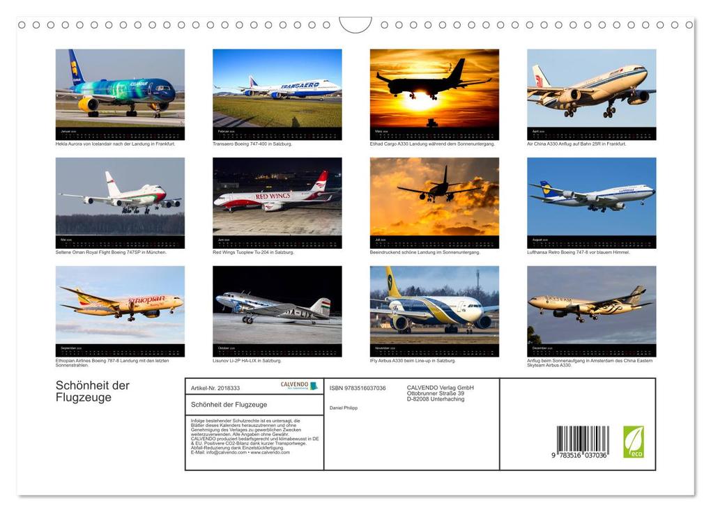 Weitere Ansicht: Schönheit der Flugzeuge (Wandkalender 2026 DIN A3 quer), CALVENDO Monatskalender | Daniel Philipp, Calvendo
