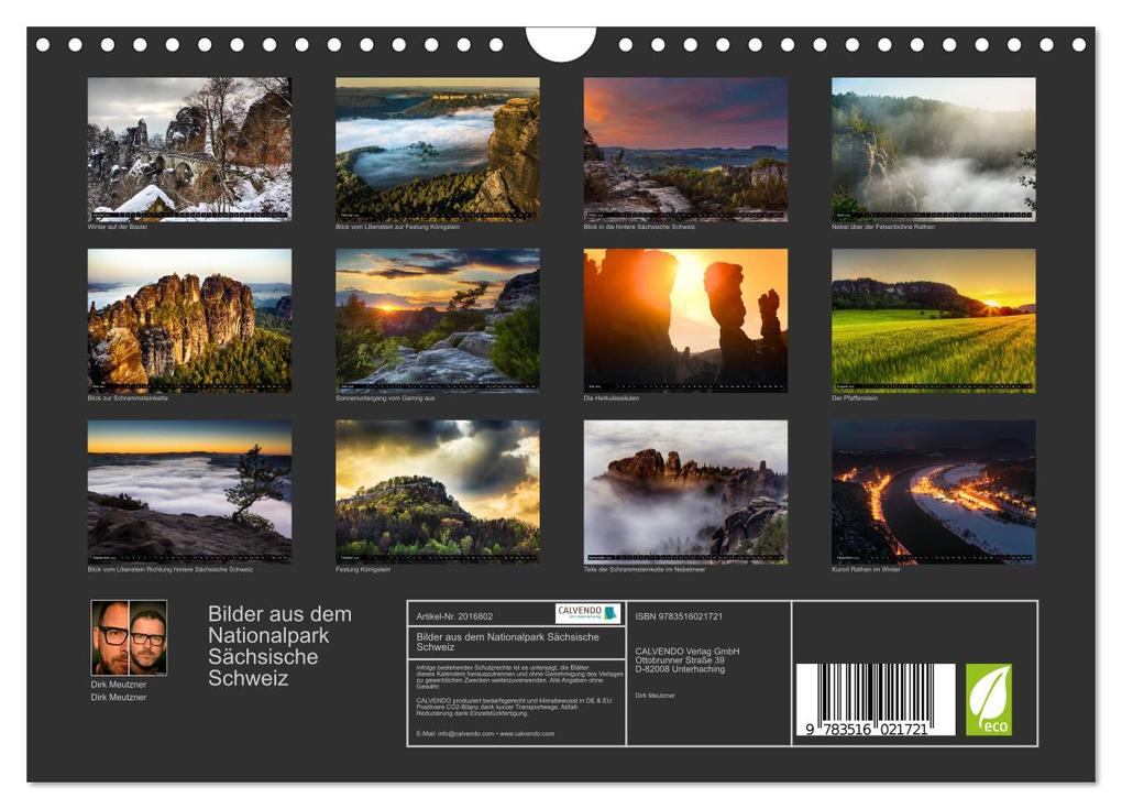 Weitere Ansicht: Bilder aus dem Nationalpark Sächsische Schweiz (Wandkalender 2026 DIN A4 quer), CALVENDO Monatskalender | Dirk Meutzner, Calvendo