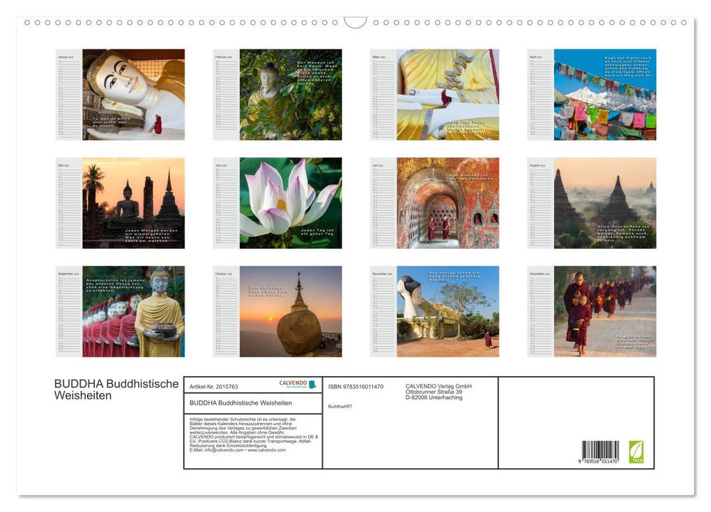Weitere Ansicht: BUDDHA Buddhistische Weisheiten (Wandkalender 2026 DIN A2 quer), CALVENDO Monatskalender | BuddhaART BuddhaART, Calvendo, BuddhaART