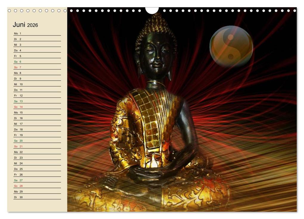 Weitere Ansicht: Buddha und Yin Yang (Wandkalender 2026 DIN A3 quer), CALVENDO Monatskalender | Claudia Burlager, Calvendo