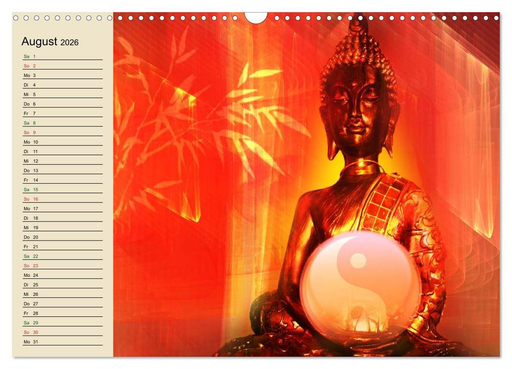 Weitere Ansicht: Buddha und Yin Yang (Wandkalender 2026 DIN A3 quer), CALVENDO Monatskalender | Claudia Burlager, Calvendo