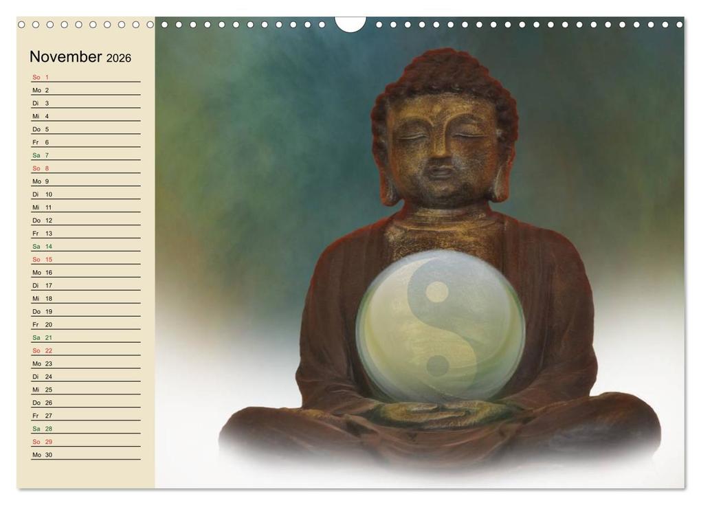 Weitere Ansicht: Buddha und Yin Yang (Wandkalender 2026 DIN A3 quer), CALVENDO Monatskalender | Claudia Burlager, Calvendo