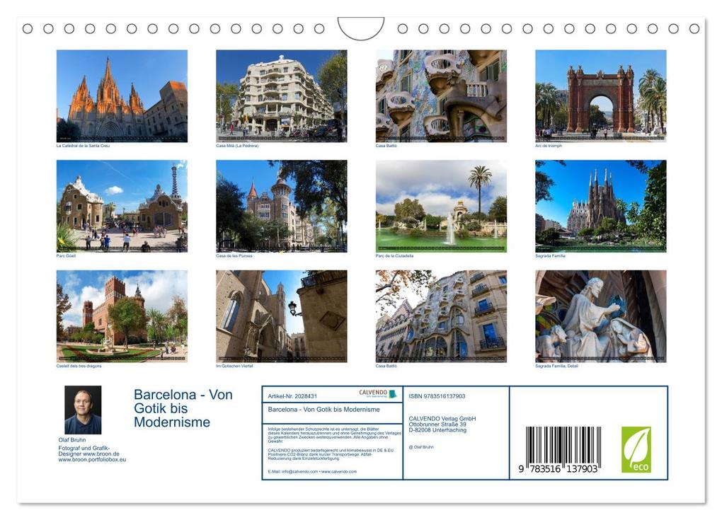 Weitere Ansicht: Barcelona - Von Gotik bis Modernisme (Wandkalender 2026 DIN A4 quer), CALVENDO Monatskalender | Olaf Bruhn, Calvendo