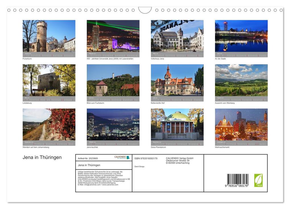 Weitere Ansicht: Jena in Thüringen (Wandkalender 2026 DIN A3 quer), CALVENDO Monatskalender | Gerd Gropp, Calvendo