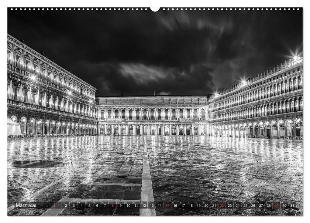 Weitere Ansicht: Leuchtendes Venedig ...in monochrom (Wandkalender 2026 DIN A2 quer), CALVENDO Monatskalender | Melanie Viola, Calvendo