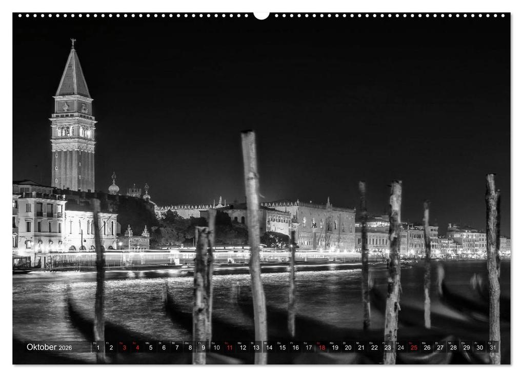 Weitere Ansicht: Leuchtendes Venedig ...in monochrom (Wandkalender 2026 DIN A2 quer), CALVENDO Monatskalender | Melanie Viola, Calvendo
