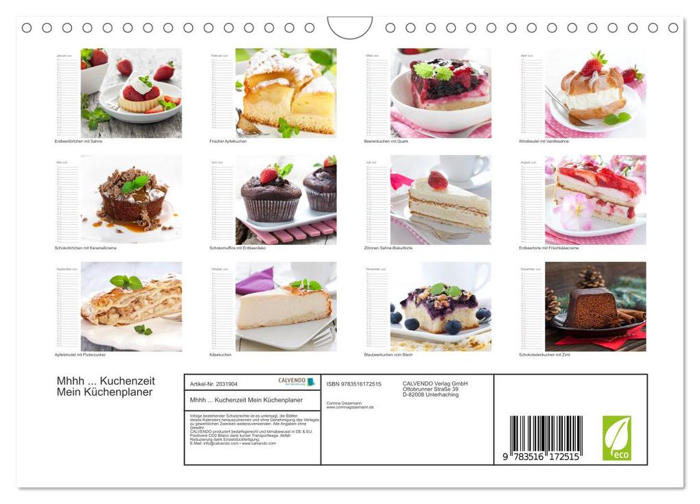 Weitere Ansicht: Mhhh ... Kuchenzeit Mein Küchenplaner (Wandkalender 2026 DIN A4 quer), CALVENDO Monatskalender | Corinna Gissemann, Calvendo