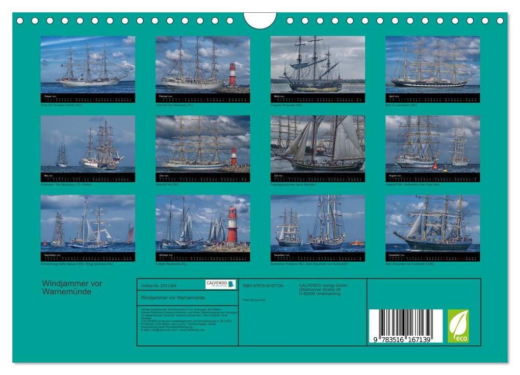 Weitere Ansicht: Windjammer vor Warnemünde (Wandkalender 2026 DIN A4 quer), CALVENDO Monatskalender | Peter Morgenroth, Calvendo
