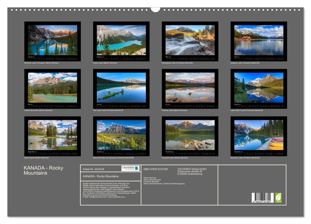 Weitere Ansicht: KANADA - Rocky Mountains (Wandkalender 2026 DIN A2 quer), CALVENDO Monatskalender | Martin Büchler und Christine Berkhoff, Calvendo