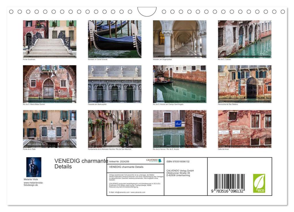 Weitere Ansicht: VENEDIG charmante Details (Wandkalender 2026 DIN A4 quer), CALVENDO Monatskalender | Melanie Viola, Calvendo
