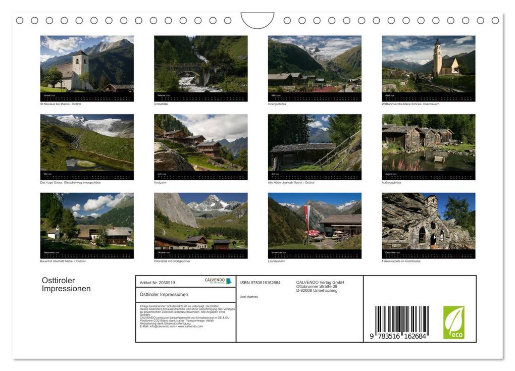 Weitere Ansicht: Osttiroler Impressionen (Wandkalender 2026 DIN A4 quer), CALVENDO Monatskalender | Axel Matthies, Calvendo