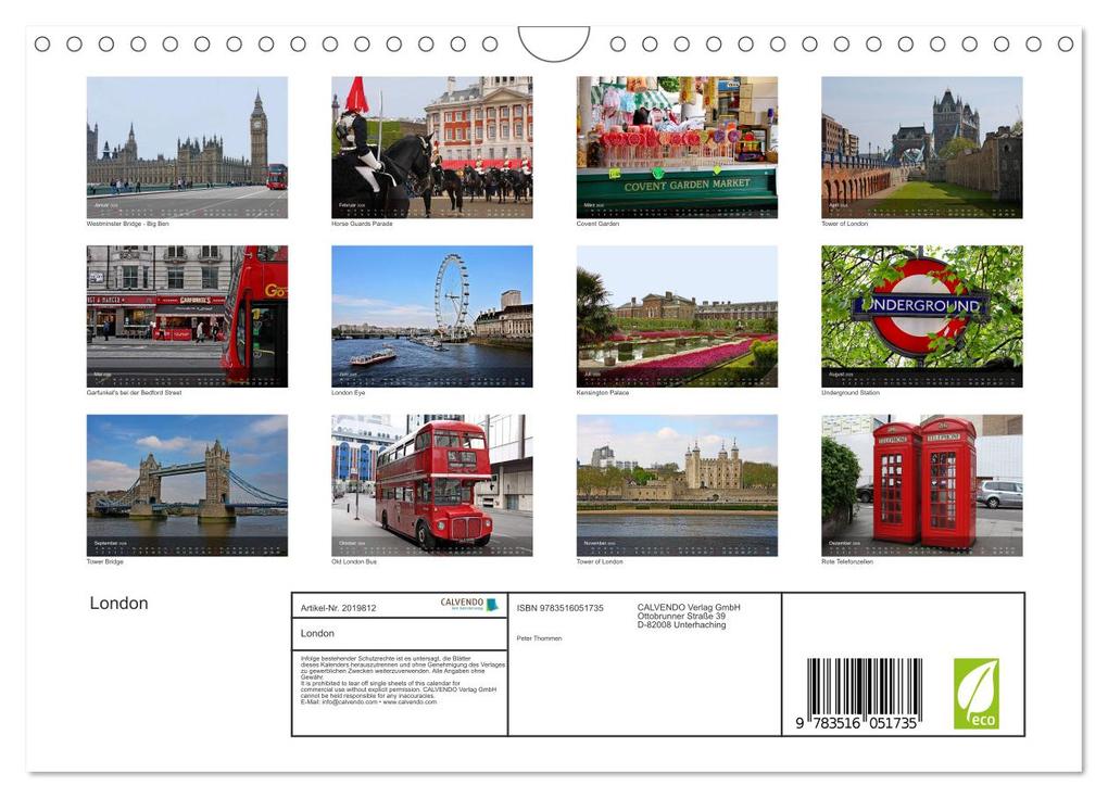 Weitere Ansicht: London (Wandkalender 2026 DIN A4 quer), CALVENDO Monatskalender | pitie pitie, Calvendo, pitie
