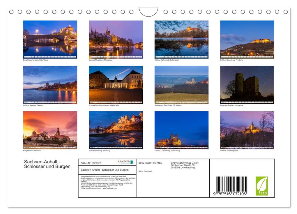Weitere Ansicht: Sachsen-Anhalt - Schlösser und Burgen (Wandkalender 2026 DIN A4 quer), CALVENDO Monatskalender | Martin Wasilewski, Calvendo