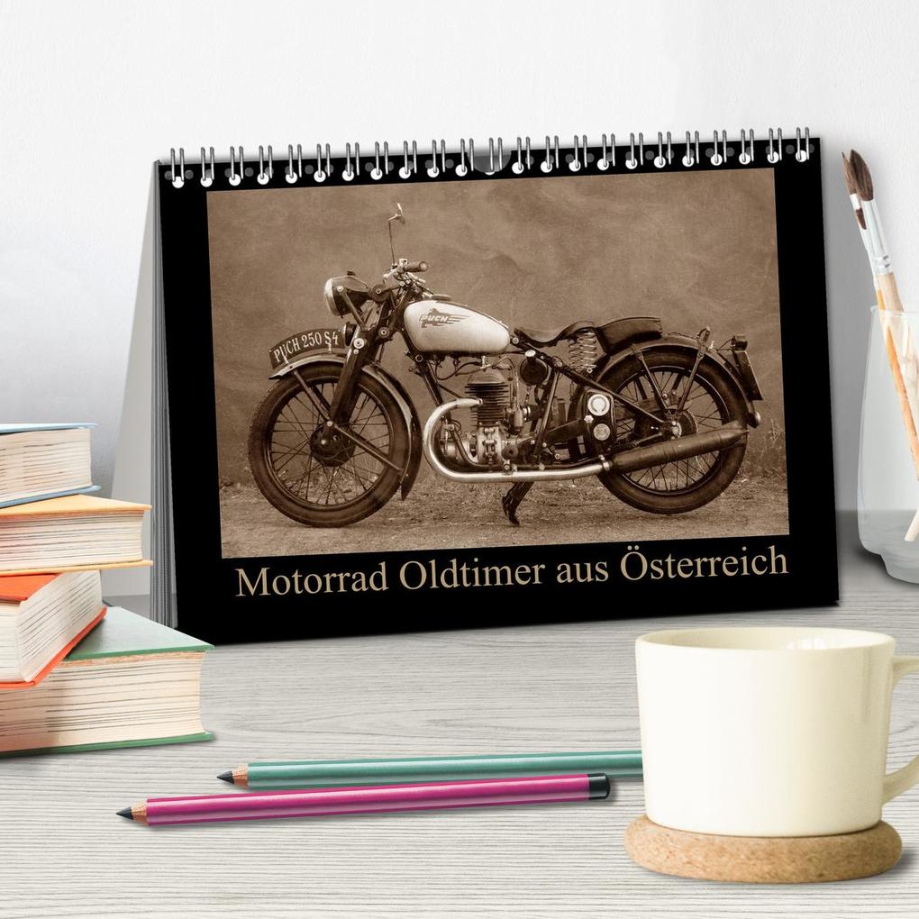 Weitere Ansicht: Motorrad Oldtimer aus Österreich (Tischkalender 2026 DIN A5 quer), CALVENDO Monatskalender | Gabi Siebenhühner, Calvendo
