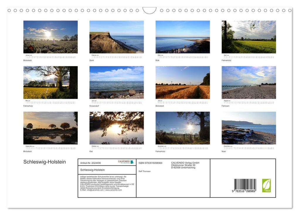 Weitere Ansicht: Schleswig-Holstein (Wandkalender 2026 DIN A3 quer), CALVENDO Monatskalender | Ralf Thomsen, Calvendo