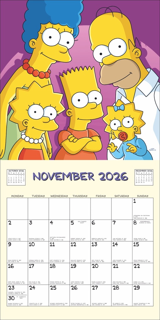 Weitere Ansicht: The Simpsons Broschurkalender 2026