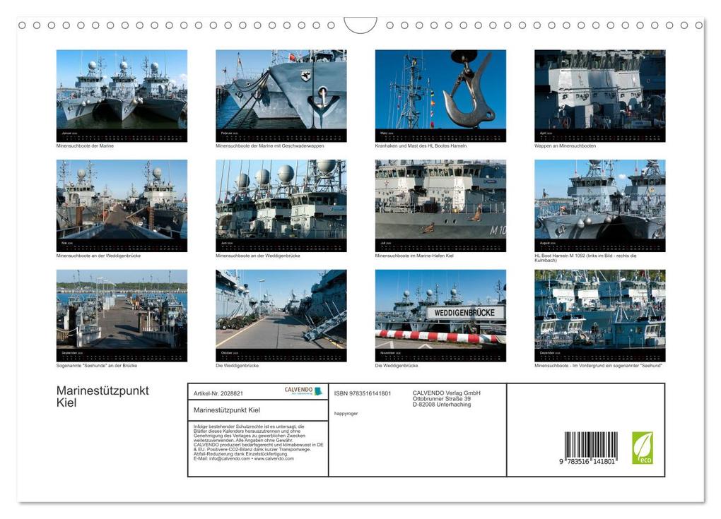 Weitere Ansicht: Marinestützpunkt Kiel (Wandkalender 2026 DIN A3 quer), CALVENDO Monatskalender | happyroger happyroger, Calvendo, Happyroger
