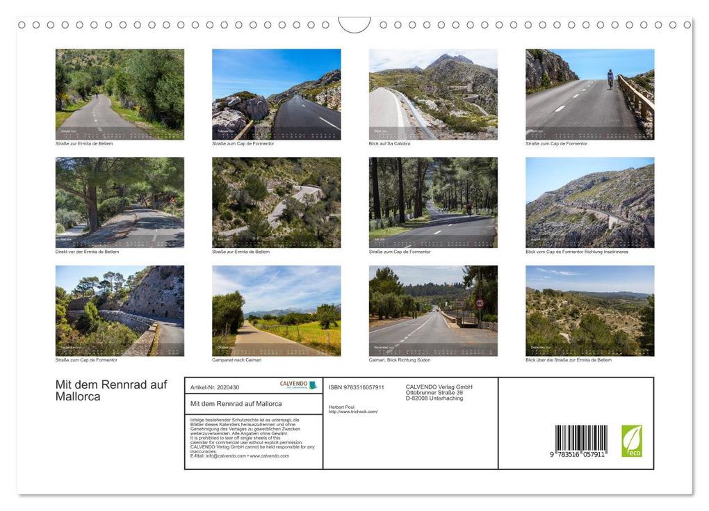 Weitere Ansicht: Mit dem Rennrad auf Mallorca (Wandkalender 2026 DIN A3 quer), CALVENDO Monatskalender | Herbert Poul, Calvendo
