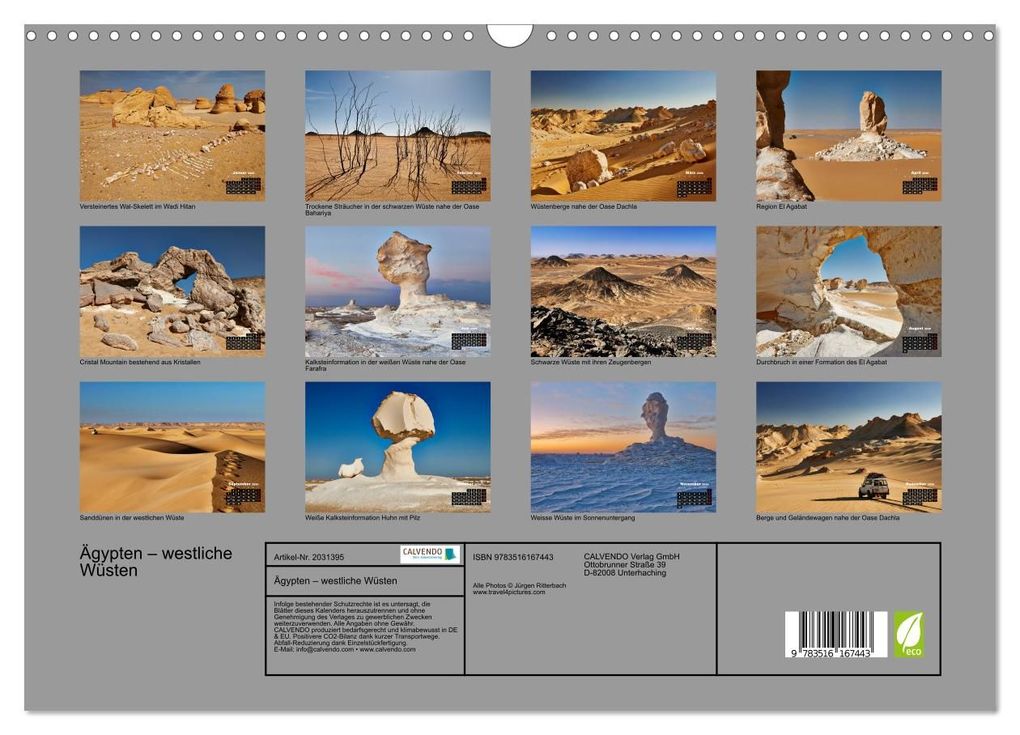 Weitere Ansicht: Ägypten - westliche Wüsten (Wandkalender 2026 DIN A3 quer), CALVENDO Monatskalender | Jürgen Ritterbach, Calvendo