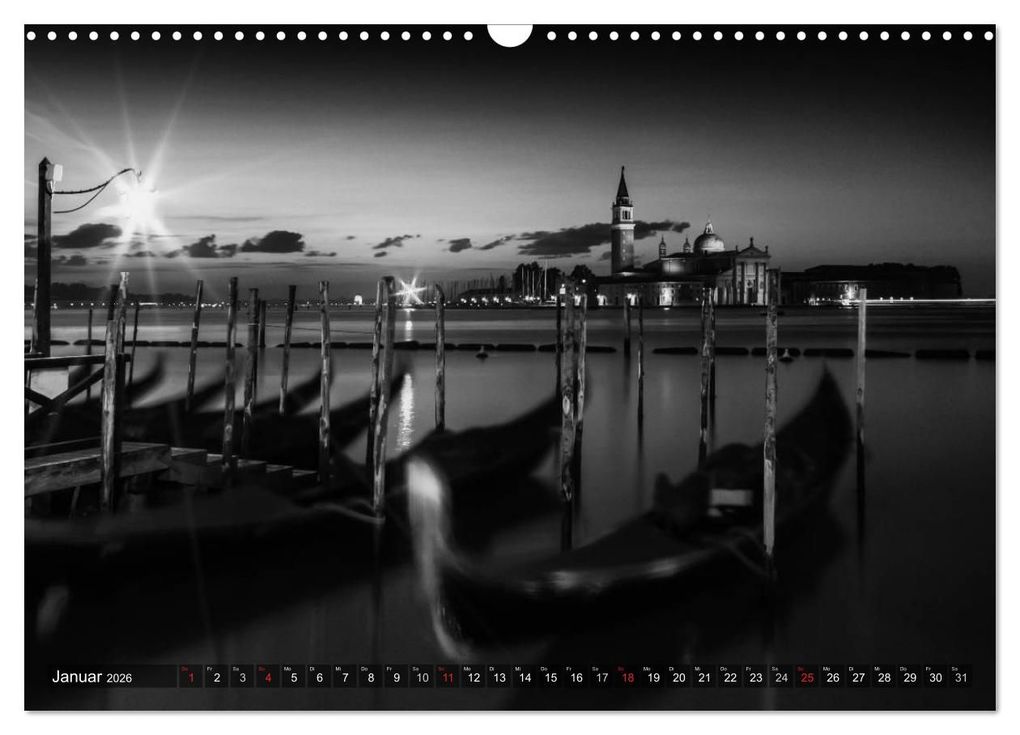 Weitere Ansicht: Leuchtendes Venedig ...in monochrom (Wandkalender 2026 DIN A3 quer), CALVENDO Monatskalender | Melanie Viola, Calvendo