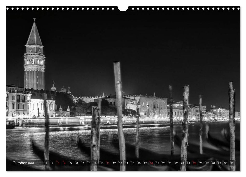 Weitere Ansicht: Leuchtendes Venedig ...in monochrom (Wandkalender 2026 DIN A3 quer), CALVENDO Monatskalender | Melanie Viola, Calvendo