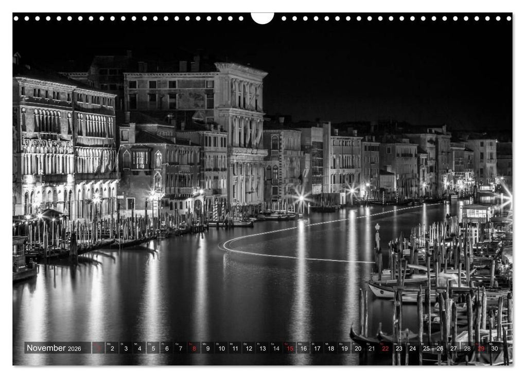 Weitere Ansicht: Leuchtendes Venedig ...in monochrom (Wandkalender 2026 DIN A3 quer), CALVENDO Monatskalender | Melanie Viola, Calvendo