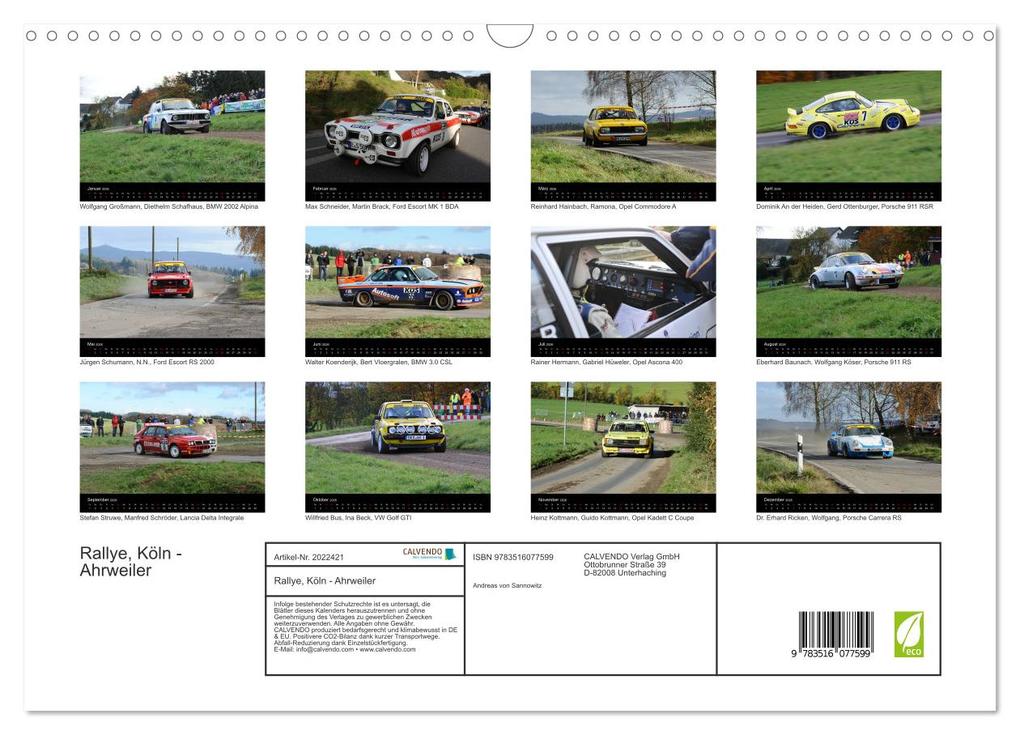 Weitere Ansicht: Rallye, Köln - Ahrweiler (Wandkalender 2026 DIN A3 quer), CALVENDO Monatskalender | Andreas von Sannowitz, Calvendo