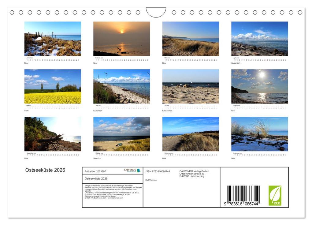 Weitere Ansicht: Ostseeküste 2026 (Wandkalender 2026 DIN A4 quer), CALVENDO Monatskalender | Ralf Thomsen, Calvendo