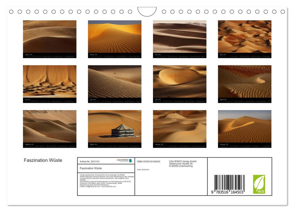 Weitere Ansicht: Faszination Wüste (Wandkalender 2026 DIN A4 quer), CALVENDO Monatskalender | Peter Schürholz, Calvendo
