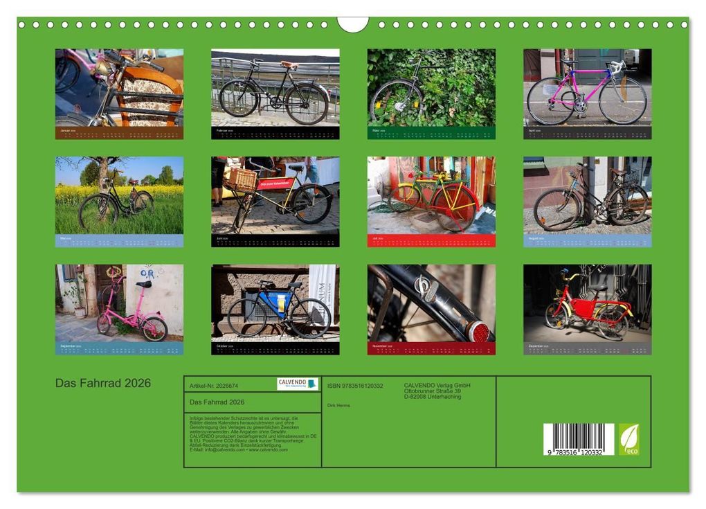 Weitere Ansicht: Das Fahrrad 2026 (Wandkalender 2026 DIN A3 quer), CALVENDO Monatskalender | Dirk Herms, Calvendo