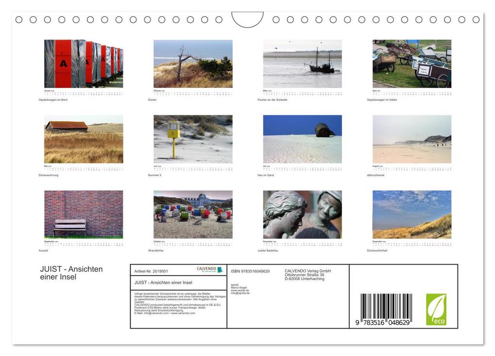 Weitere Ansicht: JUIST - Ansichten einer Insel (Wandkalender 2026 DIN A4 quer), CALVENDO Monatskalender | Marco Kegel, Calvendo